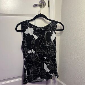 Chic Black and White Floral Women's Blouse